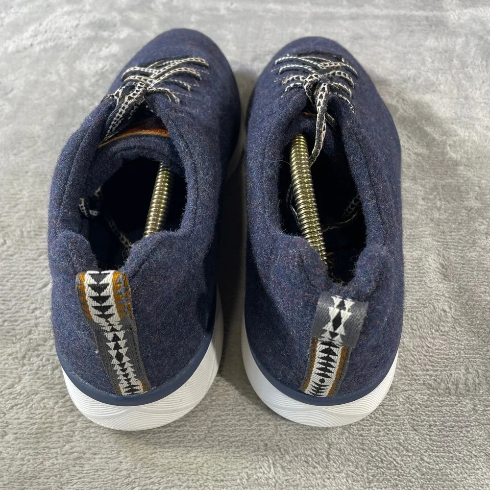 Pendleton Wool Sneakers Shoes Men 9.5 Navy Blue Lace‎ Up Vibram Sole Casual